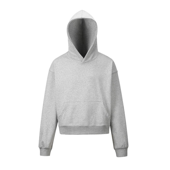 Damen nan kurzgeschnittener Boxy-Kapuzenpullover mit Kängurutasche und geripptem Komfortbund Shop Nory
