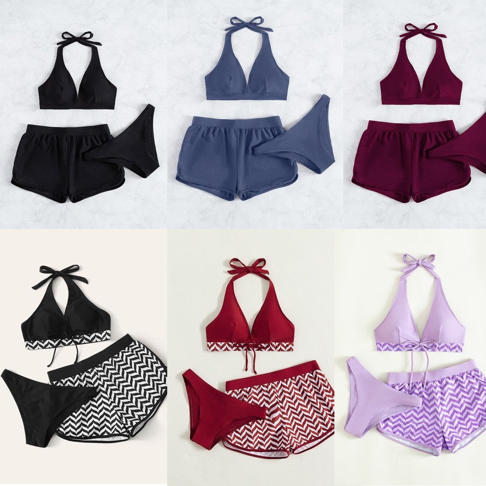 Damen Sport-Bikini-Set mit hoch geschnittenem Oberteil und komfortablen Shorts
