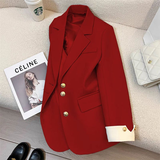 Damen Eleganter Blazer mit Goldknopfdetails Shop Nory