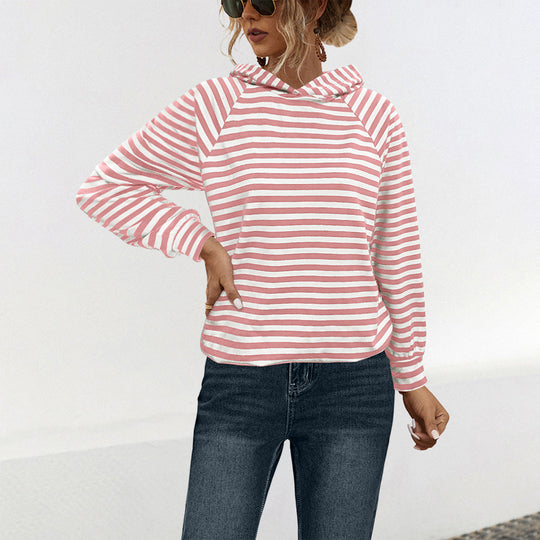 Damen Kapuzensweatshirt mit gestreiftem Design und modernem Schnitt