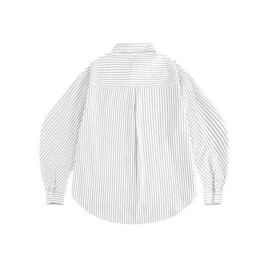 Damen Oversize-Hemdbluse mit feinem Nadelstreifen, Ballonärmeln und abgerundetem Saum Shop Nory