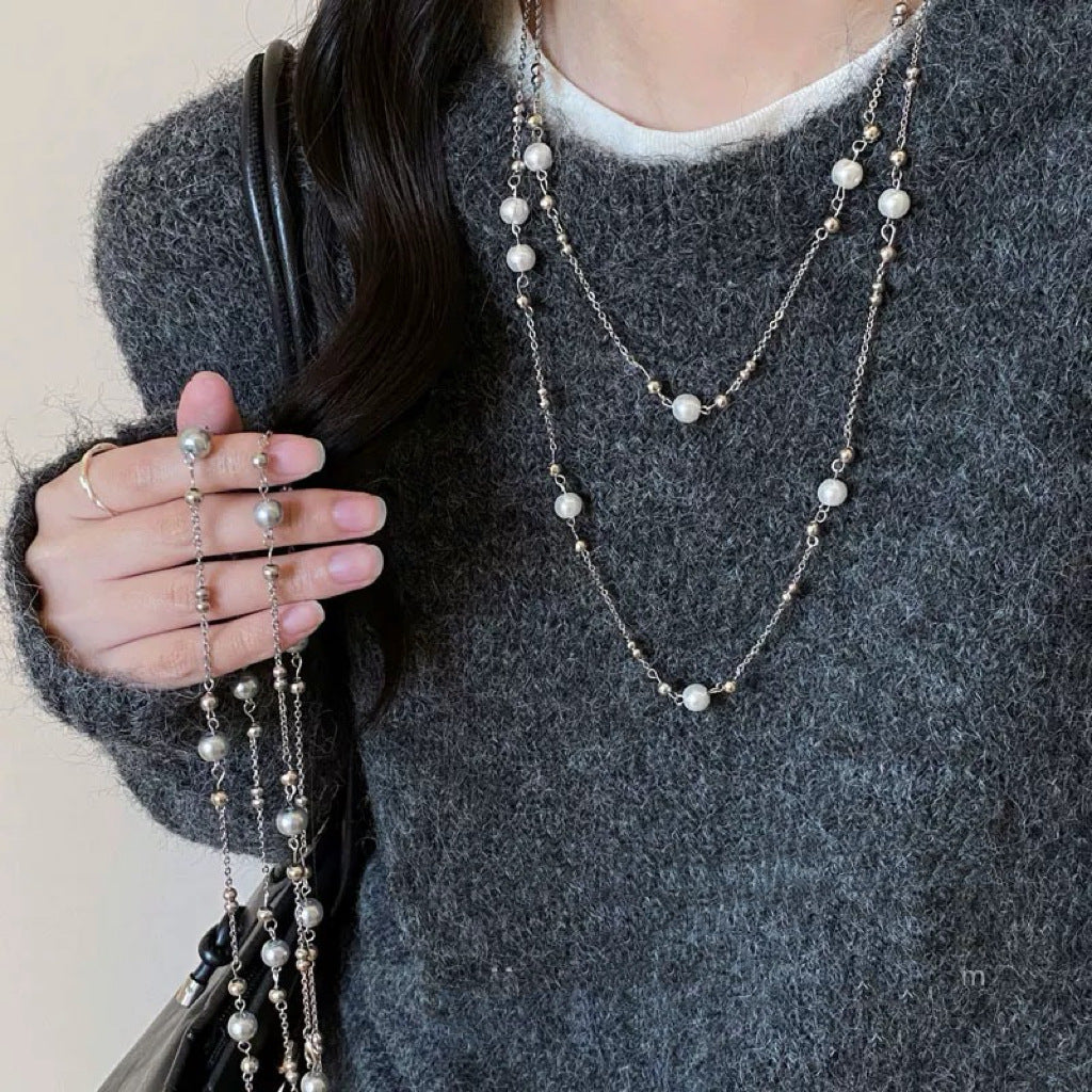 Damen Kette mit eleganten Perlen- und Metallakzenten Shop Nory