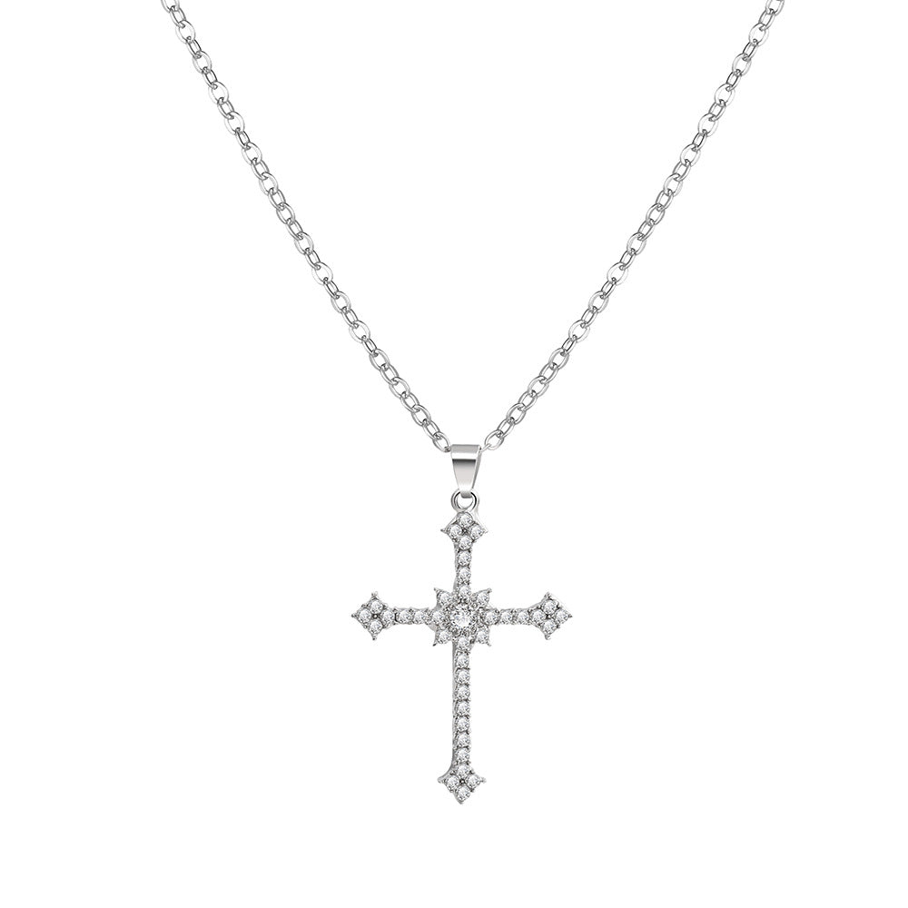 Damen Halskette mit funkelndem Kreuzanhänger und eleganter Kette Shop Nory