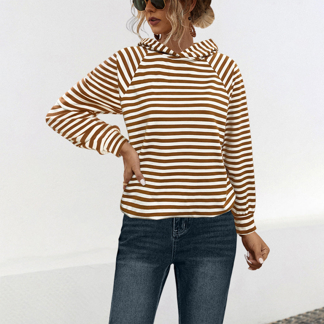Damen Kapuzensweatshirt mit gestreiftem Design und modernem Schnitt
