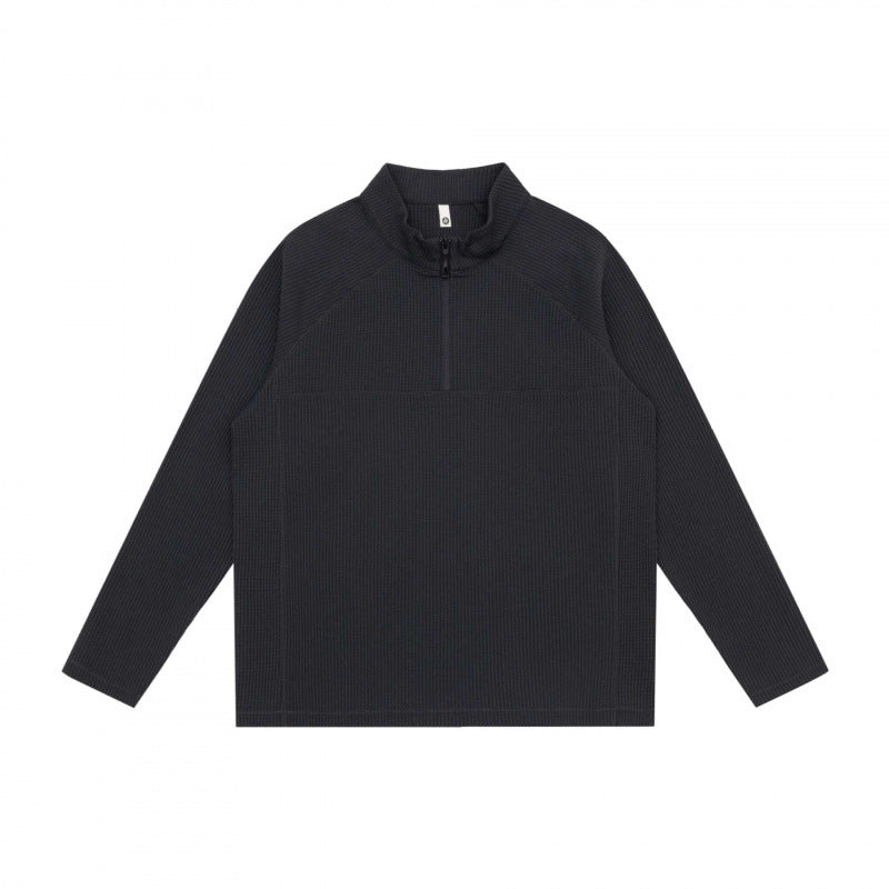Unisex Grobstruktur-Halbzip-Pullover mit Stehkragen und Boxy-Schnitt Shop Nory