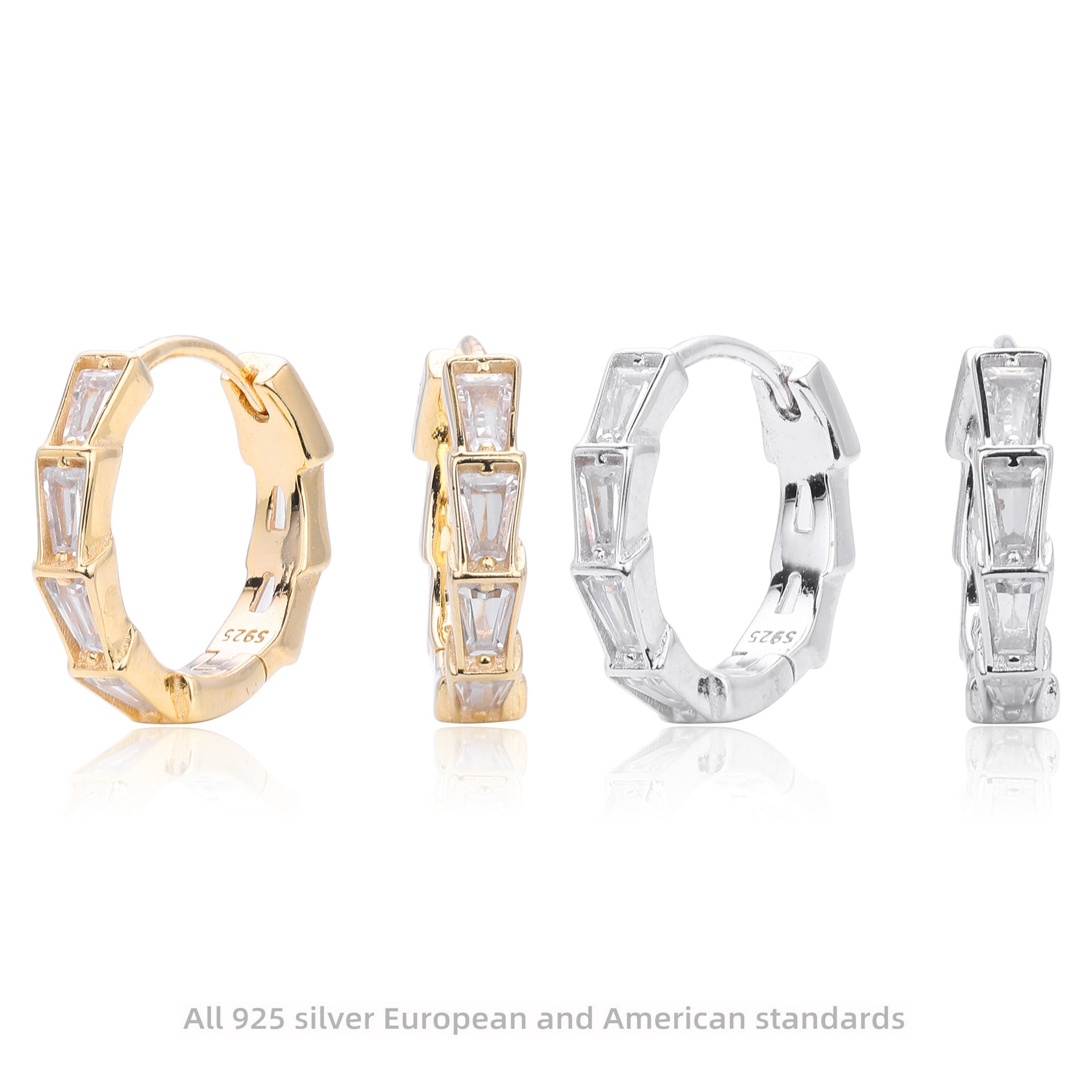 Damen Creolen mit funkelnden Zirkonsteinen aus 925 Sterling Silber Shop Nory