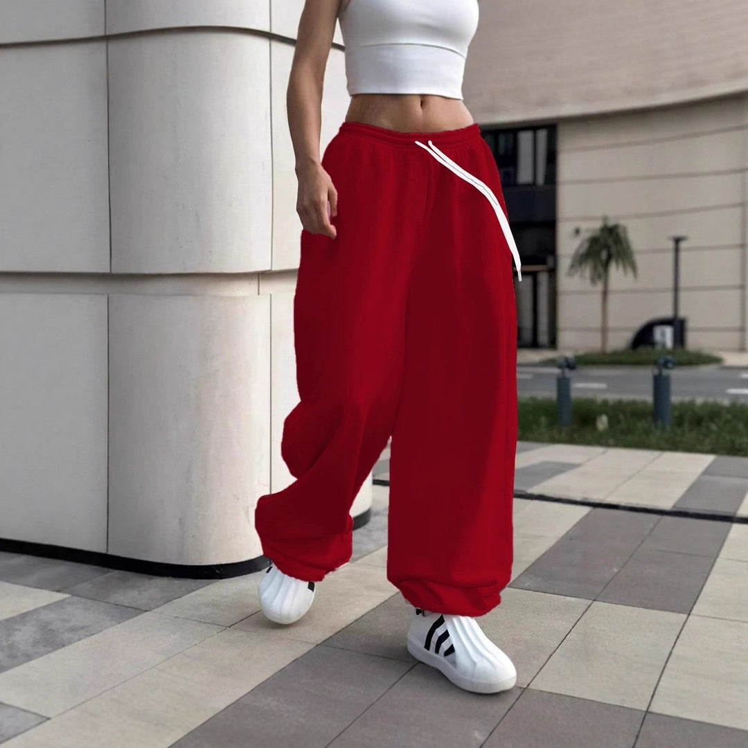 Damen nan weite Baggy-Jogginghose mit hohem Komfortbund, Kordelzug und elastischen Knöchelbündchen Shop Nory