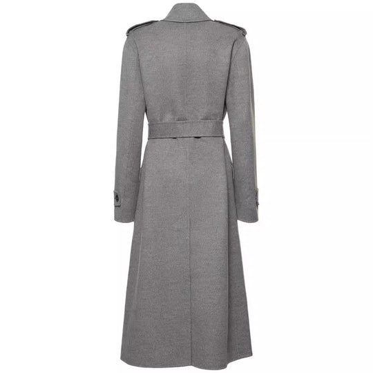 Damen Midilanger Taillierter Doppelreiher‑Trenchcoat aus Wollmix mit ausgestelltem Saum Shop Nory