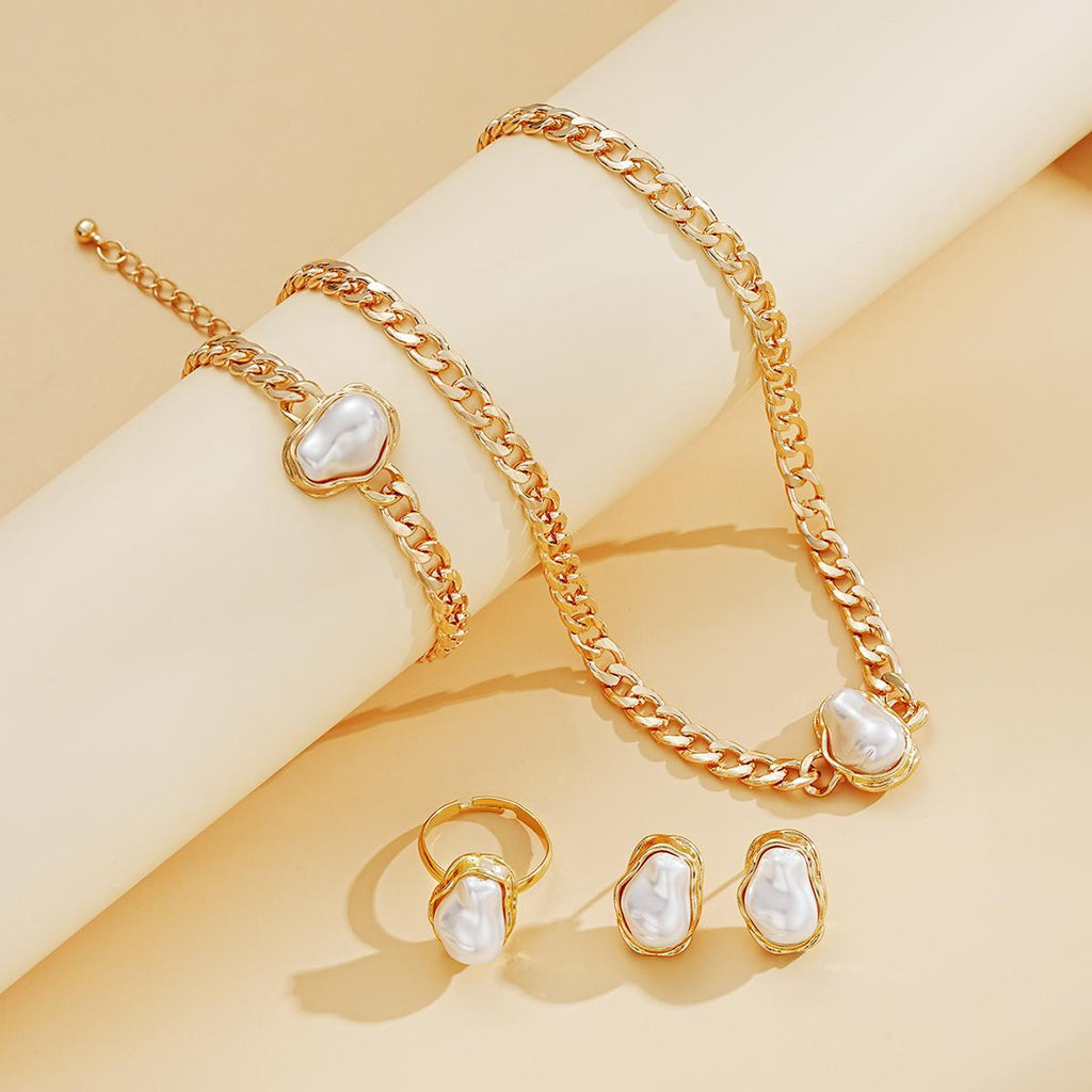 Damen Schmuckset mit hochwertiger Perlenverzierung und elegantem Kettendesign Shop Nory