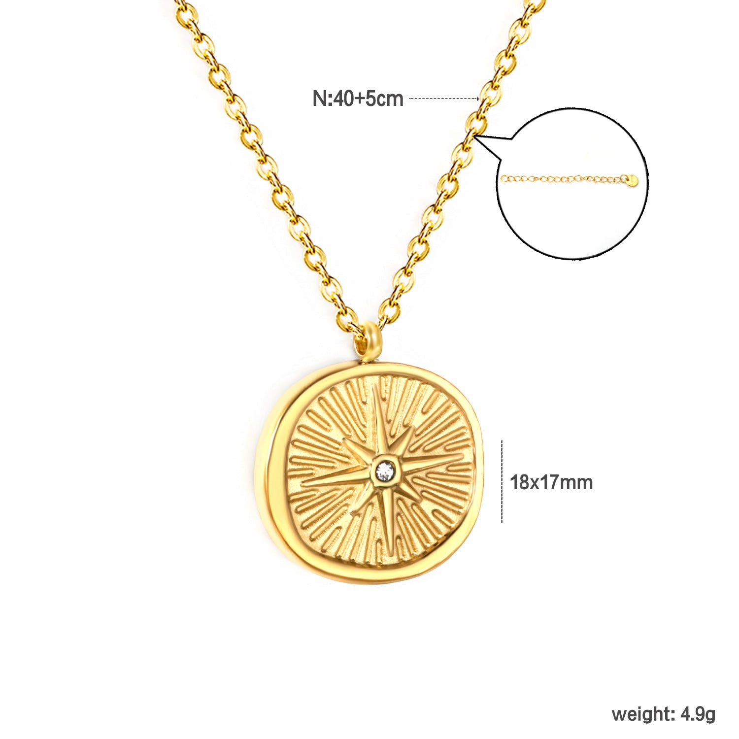 Damen Halskette mit Kompass-Anhänger aus hochwertigem Edelstahl und verstellbarem Design Shop Nory