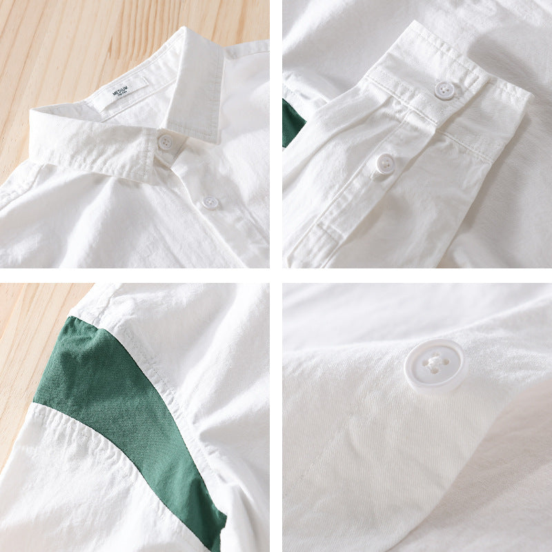 Herren Leichtes Baumwoll-Layering-Hemd mit Kontrastschulterpaneel und innenliegendem T-Shirt Shop Nory