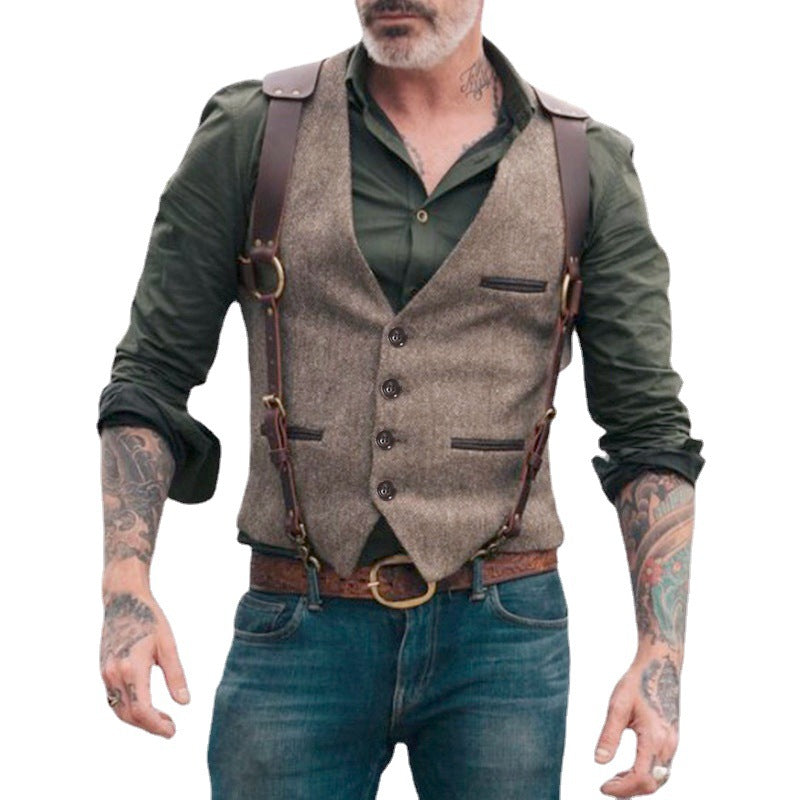 Herren elegante Anzugweste mit Kontrastdetails