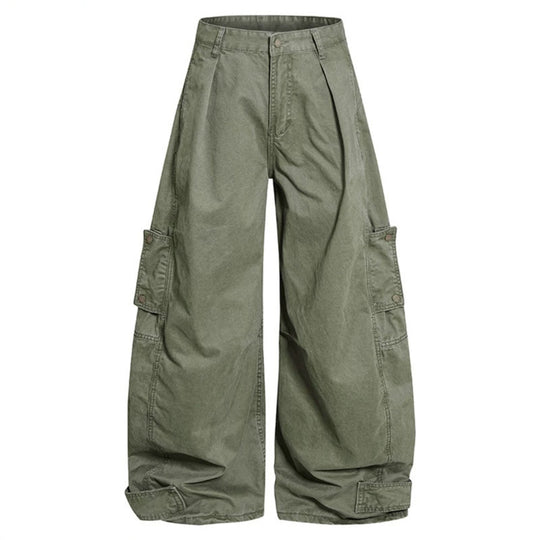 Damen weite Cargo‑Culotte‑Hose mit hoher Taille, Ballon‑Bein und aufgesetzten Klappentaschen Shop Nory