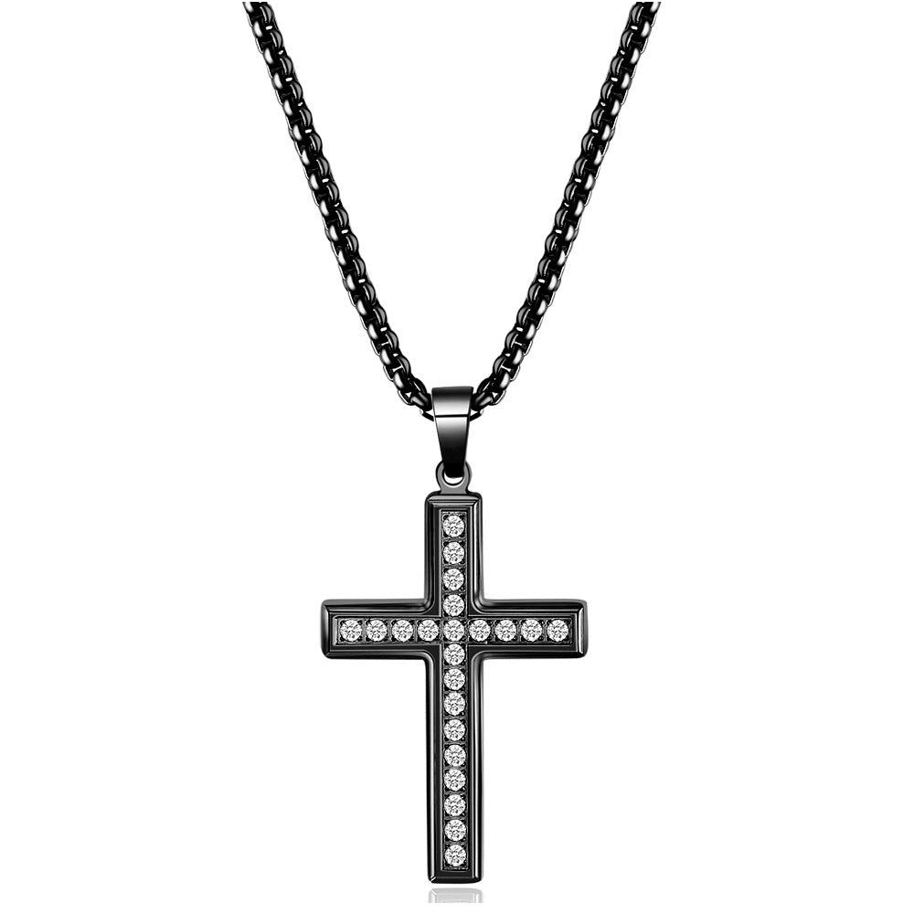 Herren Halskette mit funkelndem Kreuzanhänger und stabiler Edelstahlkette Shop Nory