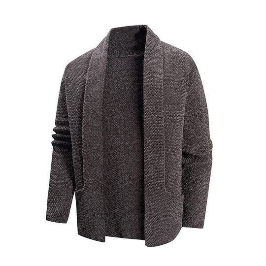 Herren offener Strickmantel mit weitem Fallendem Schalkragen und aufgesetzten Eingrifftaschen Shop Nory
