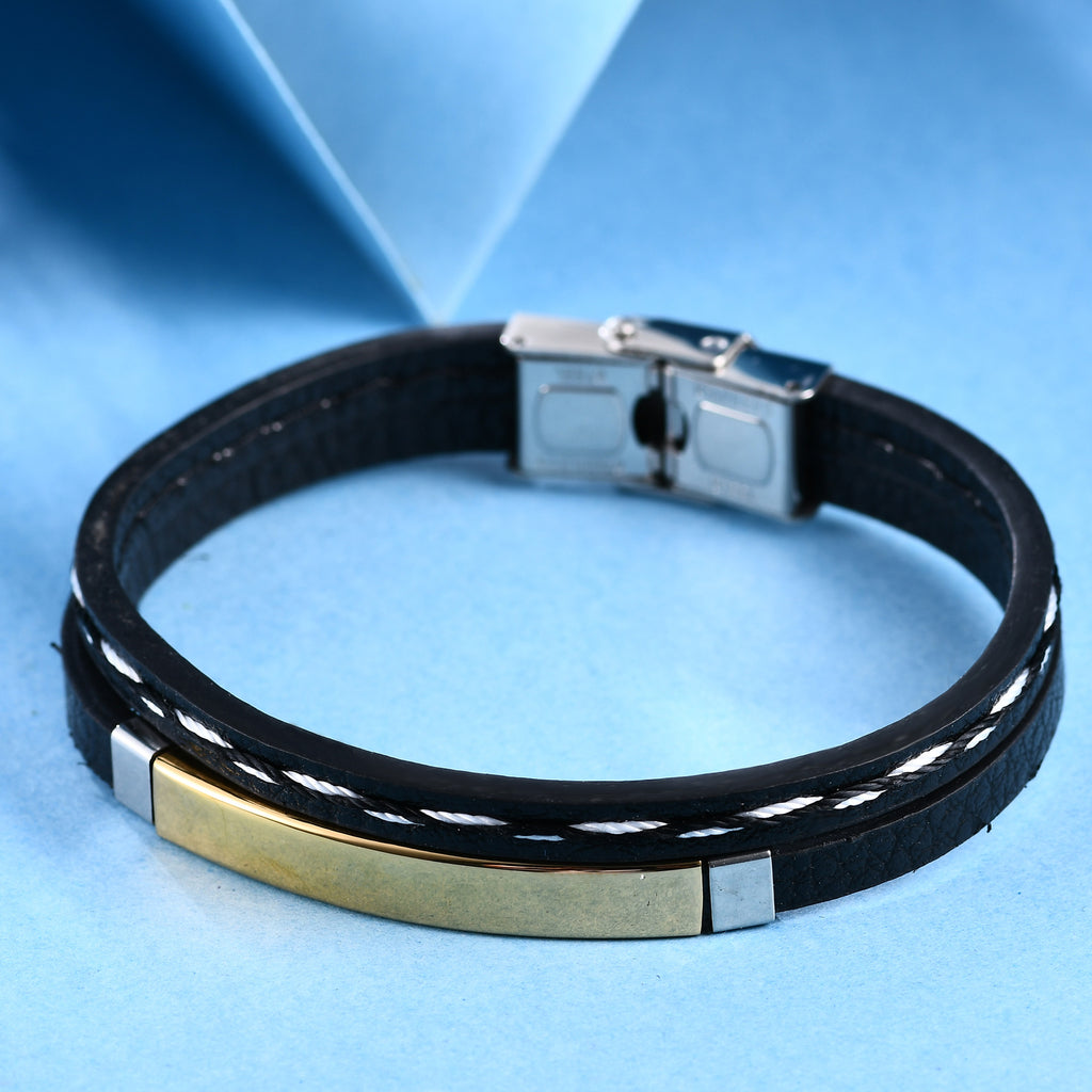 Herren Lederarmband mit stilvollem Edelstahlverschluss Shop Nory
