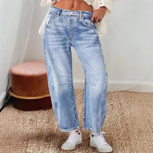 Damen Hoch Taillierte Baggy Jeans