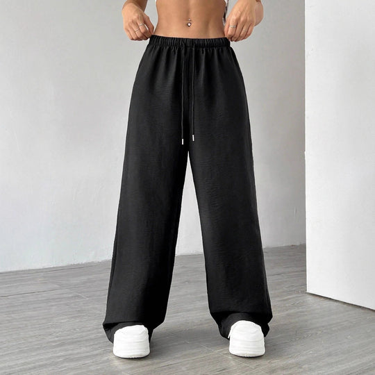Damen Weite Lounge-Hose mit hohem Elastikbund und Kordelzug Shop Nory