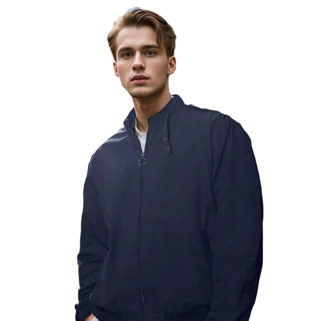 Herren Leichte Bomberjacke mit Stehkragen, Ring-Zipper und elastischem Saum Shop Nory