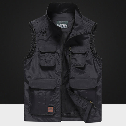 Herren Multifunktionale Outdoor-Utility‑Weste mit Mesh‑Innenfutter und Mehrfachtaschen Shop Nory