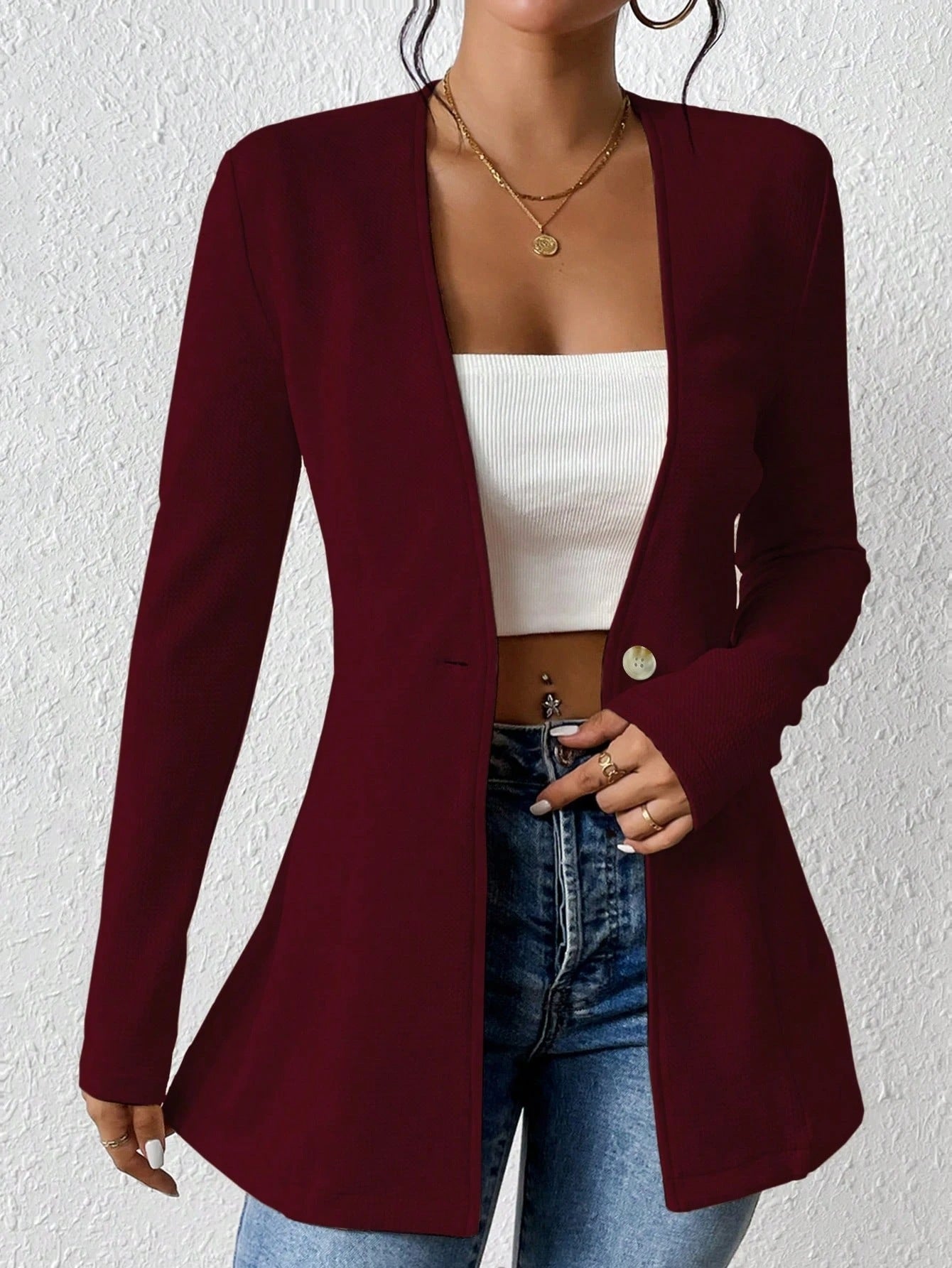 Damen elegante Blazerjacke mit asymmetrischem Schnitt