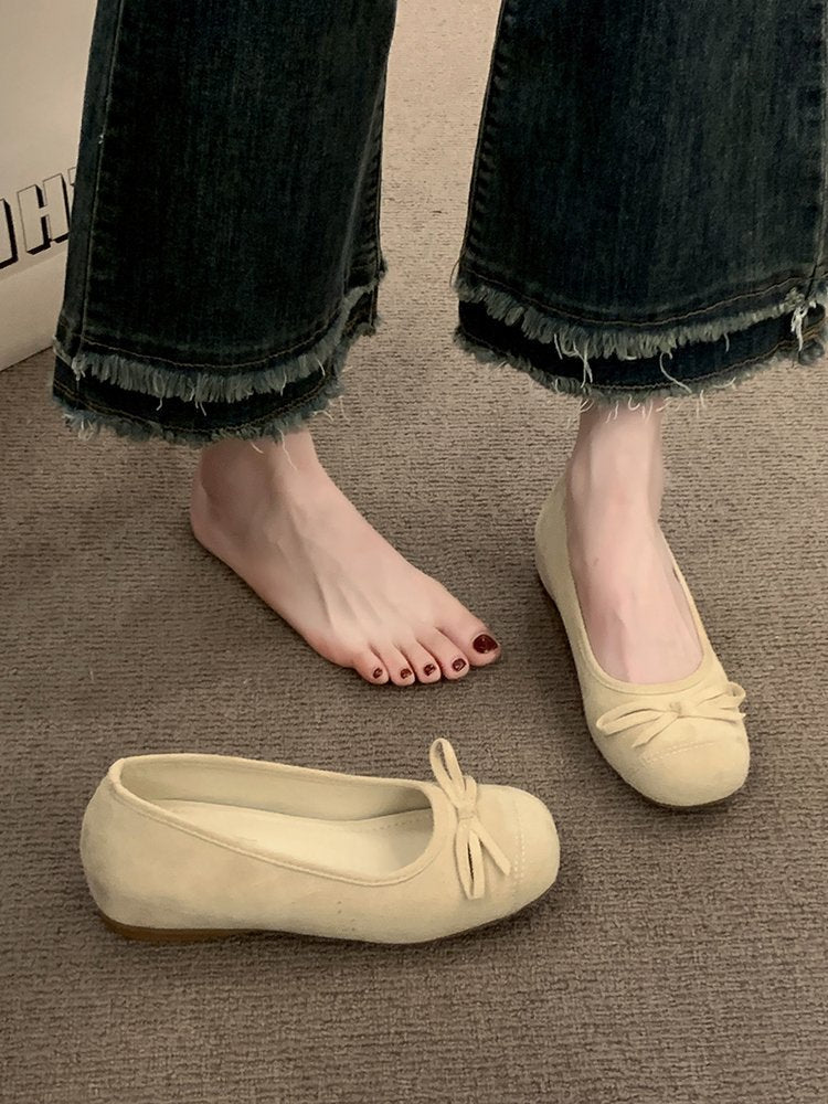 Damen Ballerinas mit dekorativem Schleifendetail und hochwertiger Fleeceaussensohle
