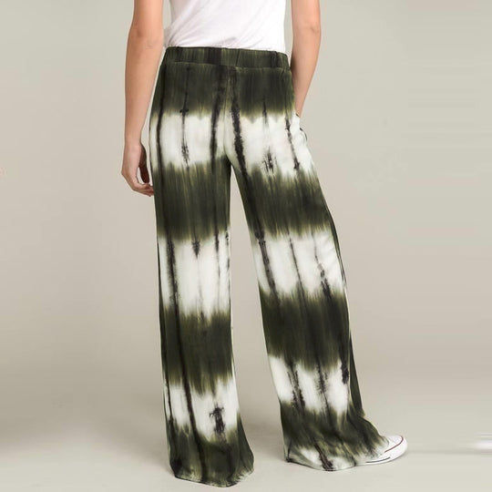 Damen Weite Palazzo-Hose mit hoher Taille und Batikmuster Shop Nory