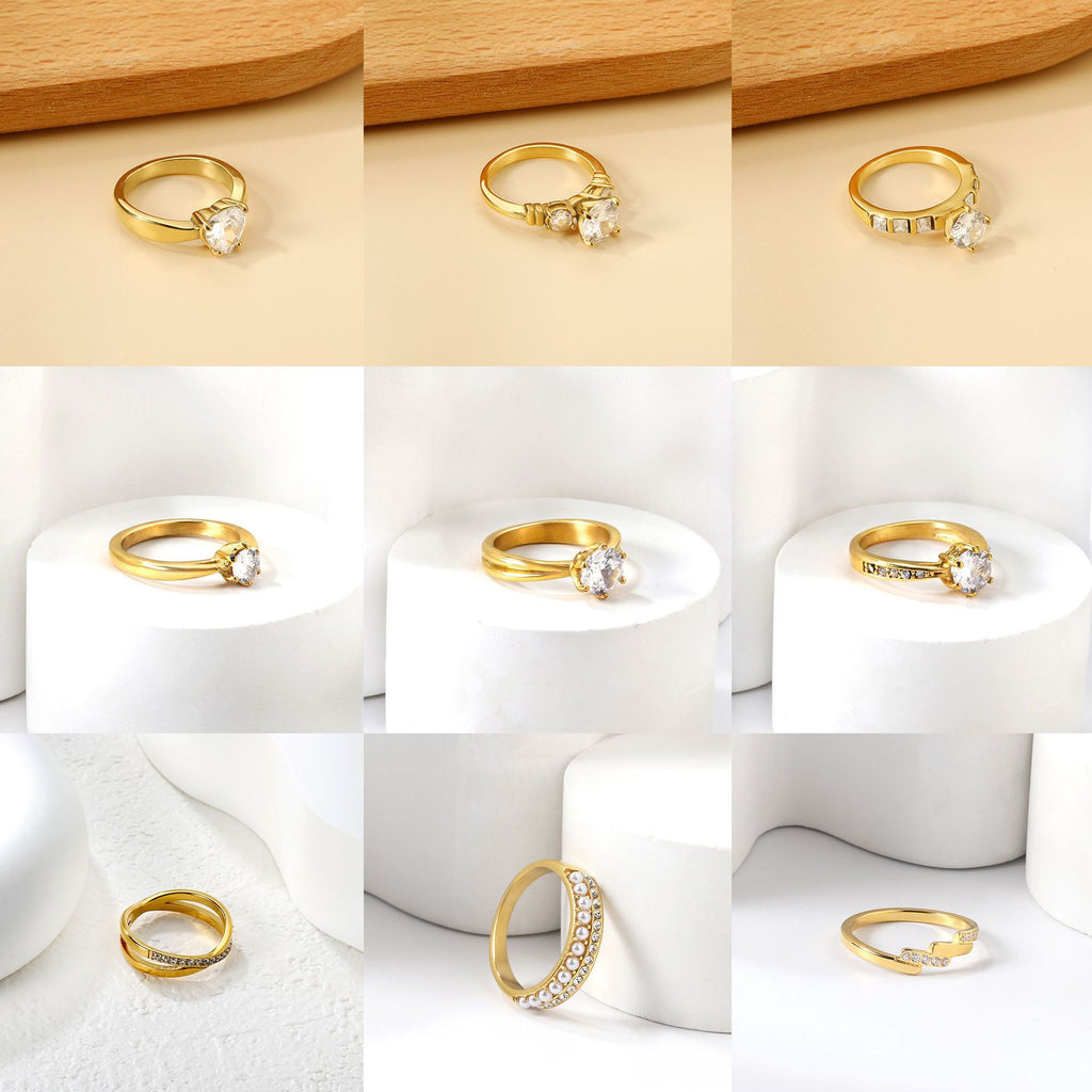 Damen Ring mit brillantem Zirkonia und eleganter Edelstahlfassung Shop Nory
