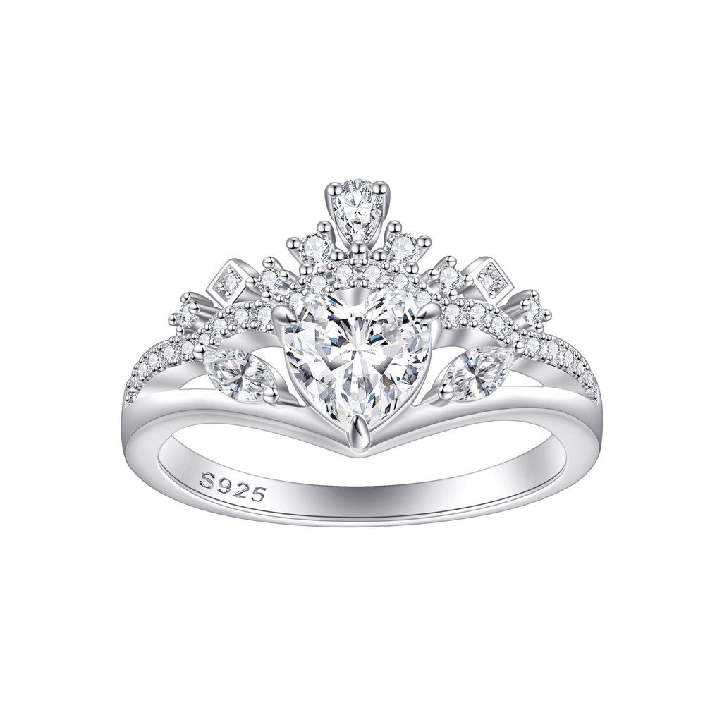 Damen Krone Ring mit funkelnden Zirkonia-Steinen Shop Nory