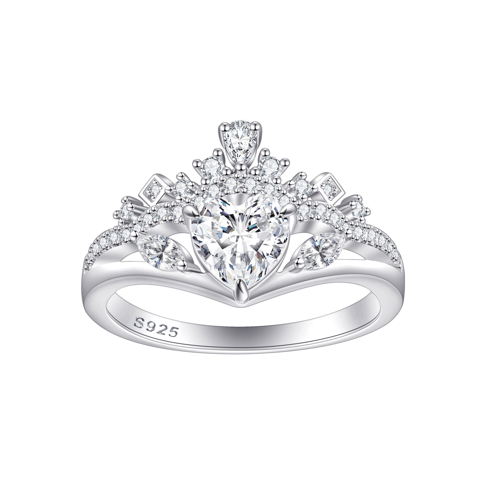 Damen Krone Ring mit funkelnden Zirkonia-Steinen Shop Nory