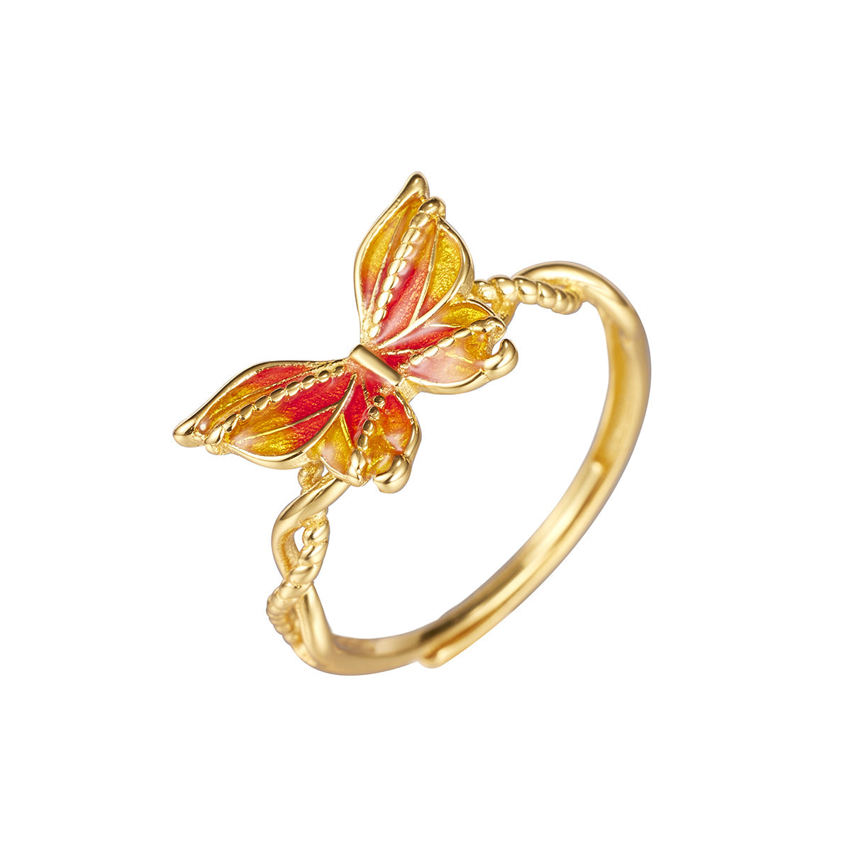 Damen filigraner Ring mit kunstvollem Schmetterlingsdesign und farbenfrohen Akzenten Shop Nory