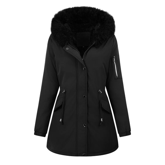 Damen Thermo-Parka mit Sherpa-Innenfutter, Kunstfellkapuze und tailliertem Kordelzug Shop Nory