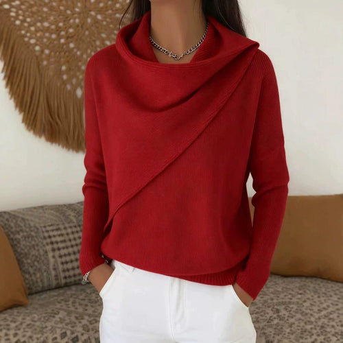 Damen Asymmetrischer Grobstrick-Pullover mit Schalkragen Shop Nory
