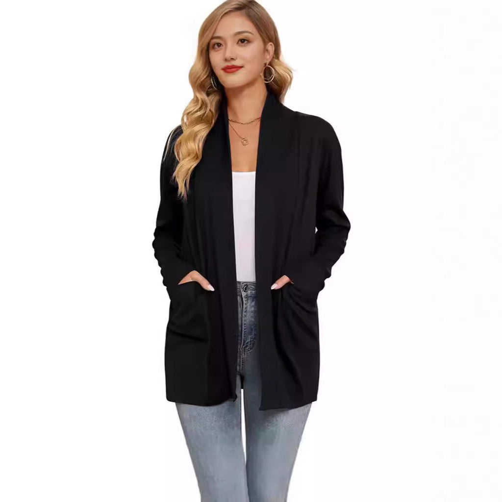 Damen lässiger Longcardigan mit Taschen