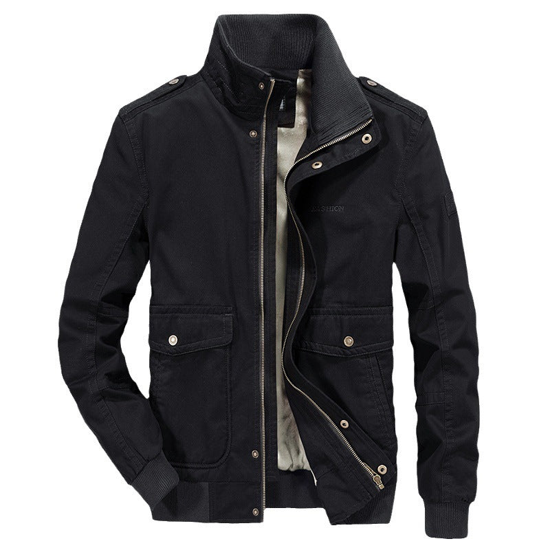 Herren robuste Canvas‑Field‑Bomberjacke mit Stehkragen, Schulterklappen und Mehrfach‑Taschen Shop Nory