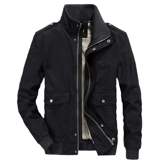Herren robuste Canvas‑Field‑Bomberjacke mit Stehkragen, Schulterklappen und Mehrfach‑Taschen Shop Nory