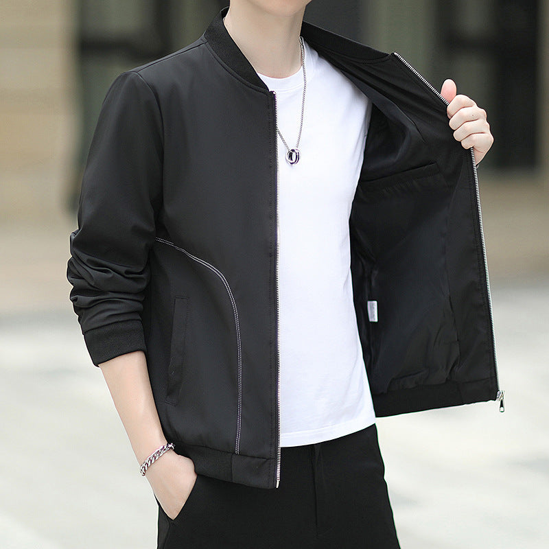 Herren leichter Nylon-Bomber mit minimalistischem Design und gerippten Bündchen Shop Nory