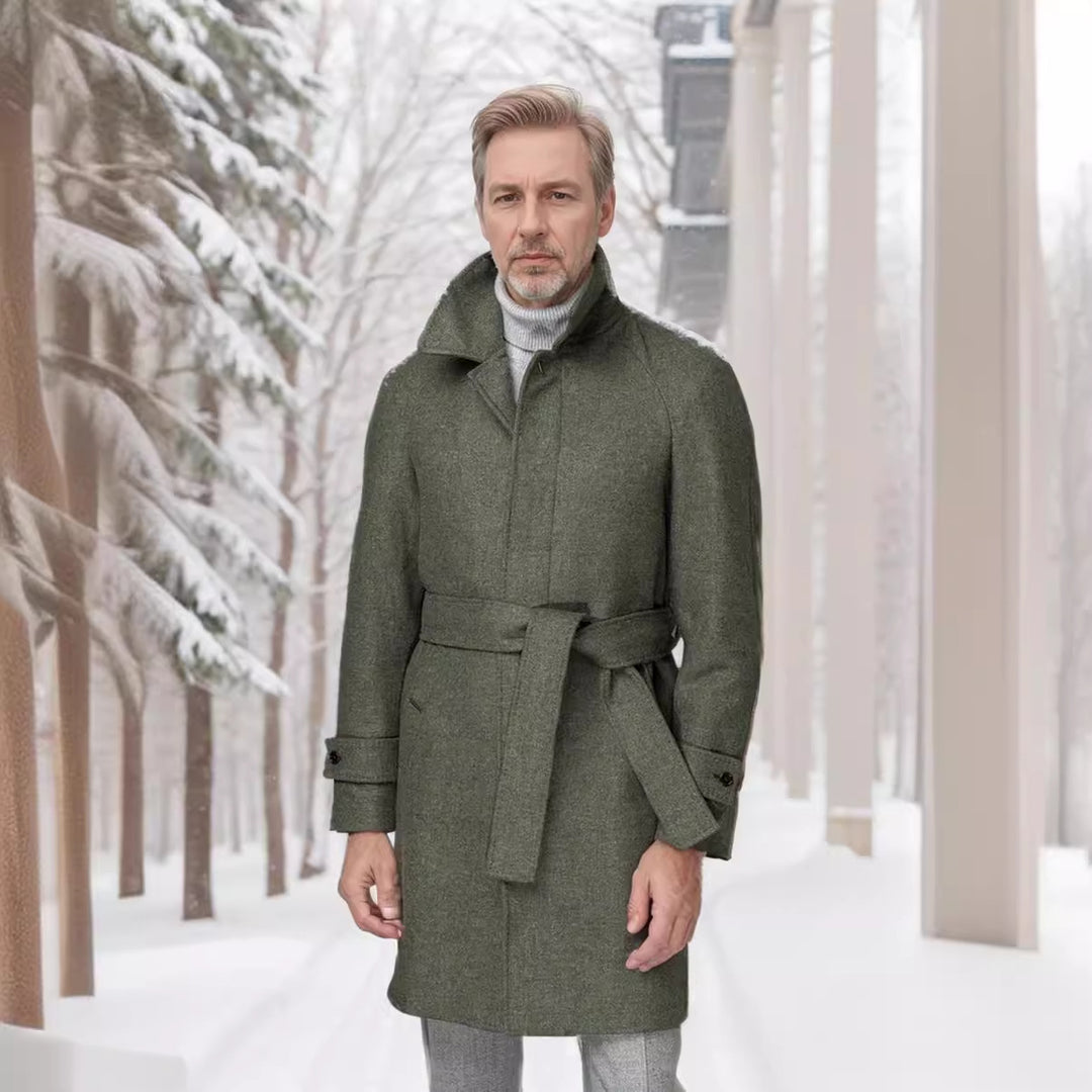 Herren Taillierter Mantel mit Bindegürtel, verdeckter Knopfleiste und klassischem Revers Shop Nory
