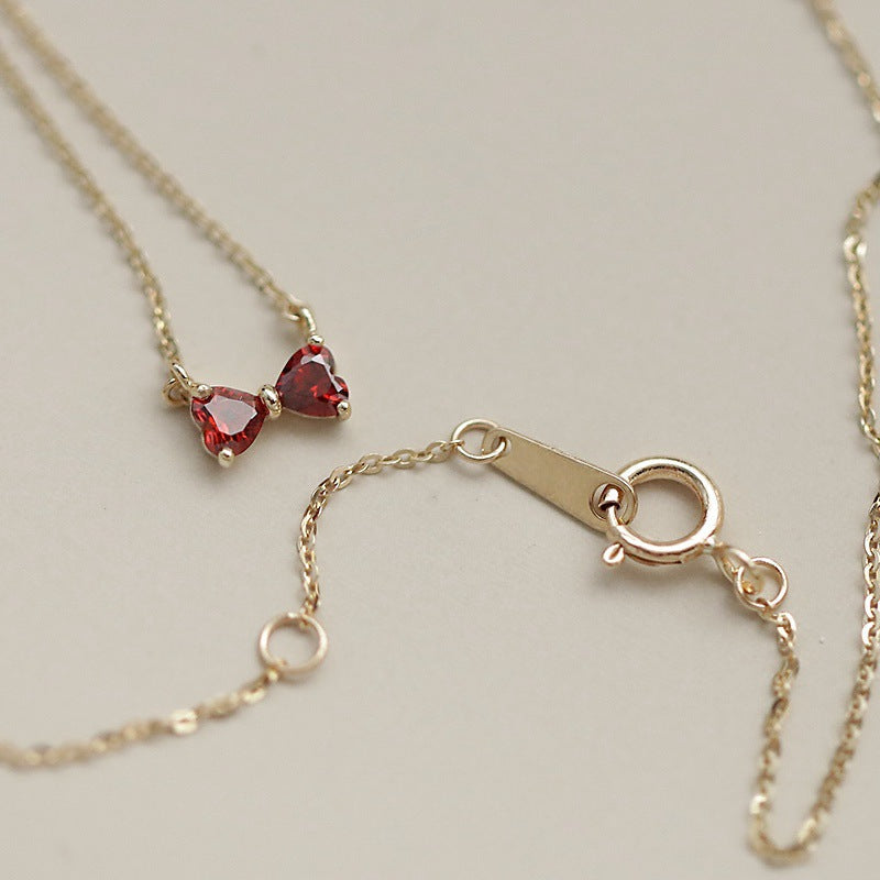 925 Sterling Silber Zirkon Kabelkette Einlage Schleife Knoten Halskette | Shop Nory