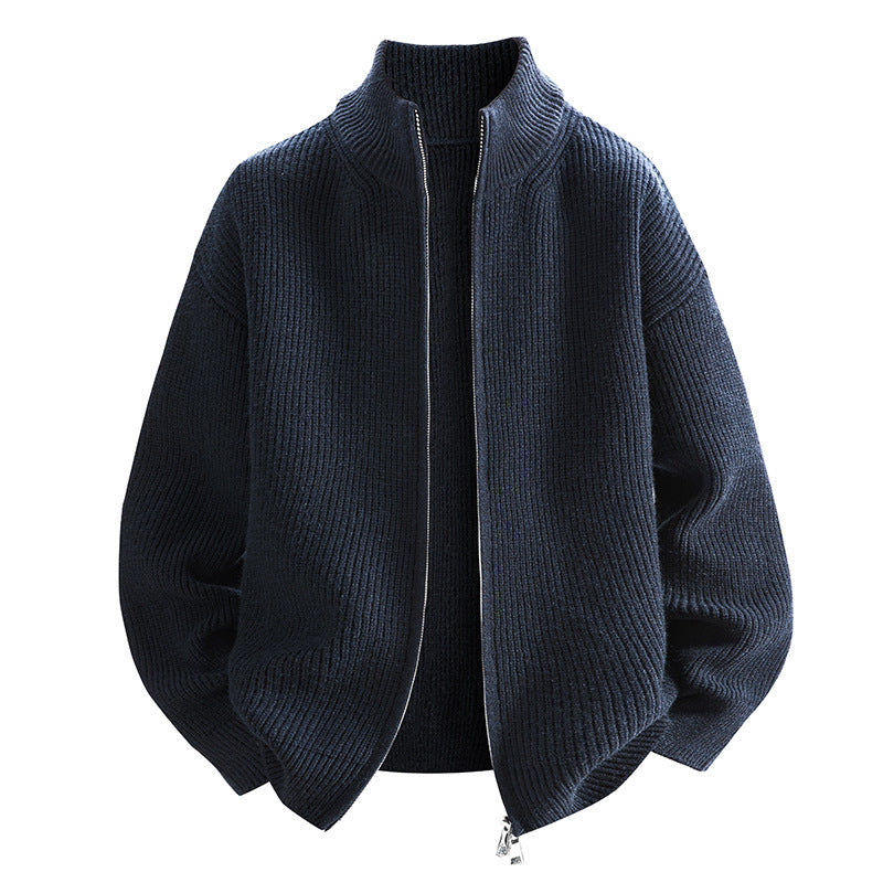 Damen modische Strickjacke mit hohem Kragen und Reißverschluss