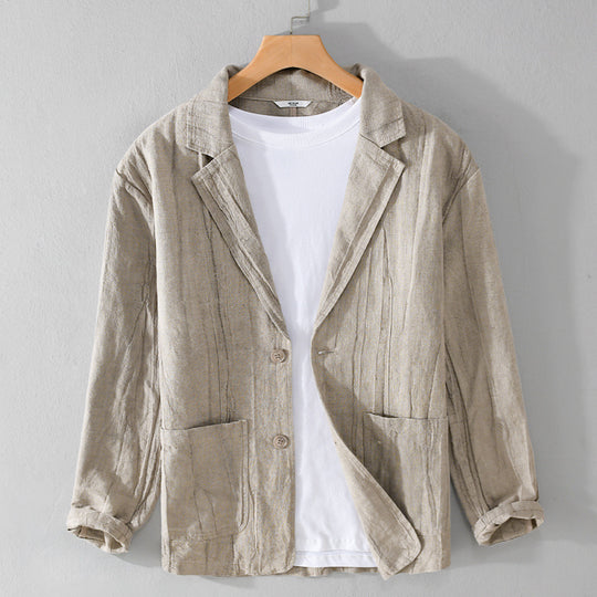 Herren legerer Leinenblazer mit strukturierter Optik und aufgesetzten Taschen Shop Nory