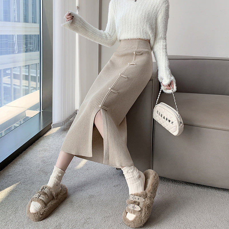 Damen Eleganter und raffinierter Strickrock mit Seitenschlitz Shop Nory