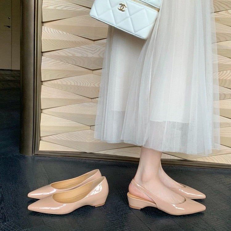 Damen Minimalistische spitze Ballerina‑Pumps mit kleinem Keilabsatz und ergonomischem Fußbett Shop Nory