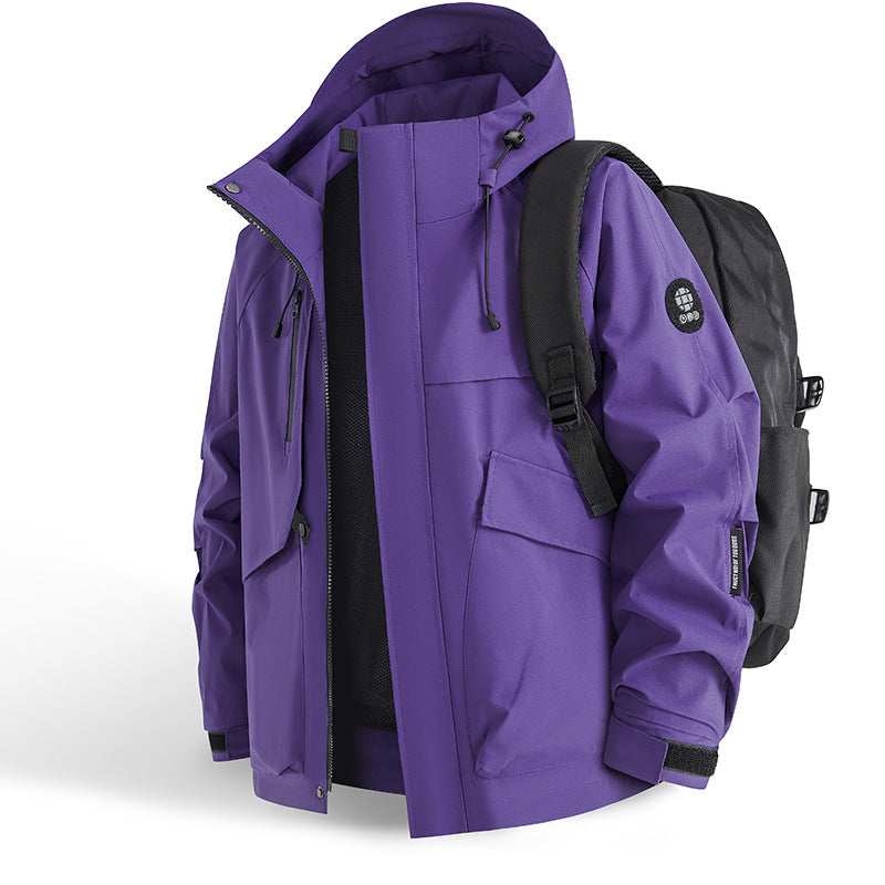 Herren technische Allwetterjacke mit praktischen Taschen und verstellbarem Kragen
