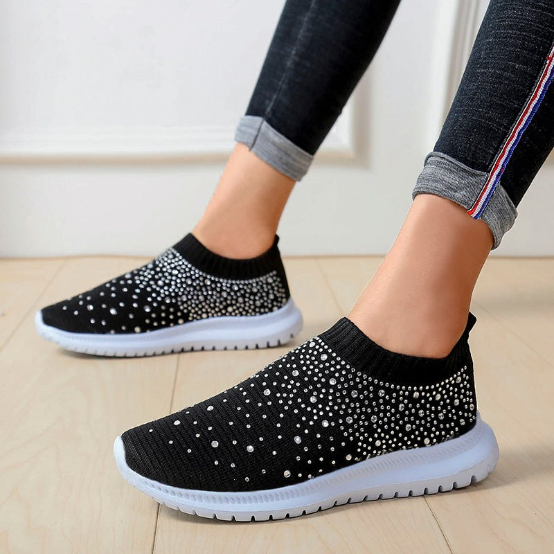 Damen Strick-Slipper-Sneaker mit Strassbesatz und flexibler Komfortsohle Shop Nory