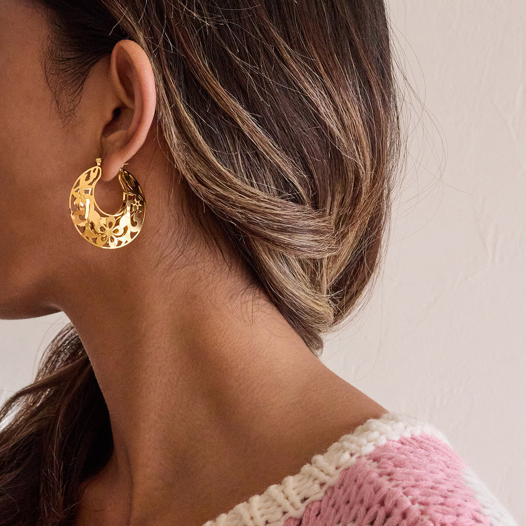 Damen Ohrhänger mit floralem Design aus hochwertigem Edelstahl Shop Nory