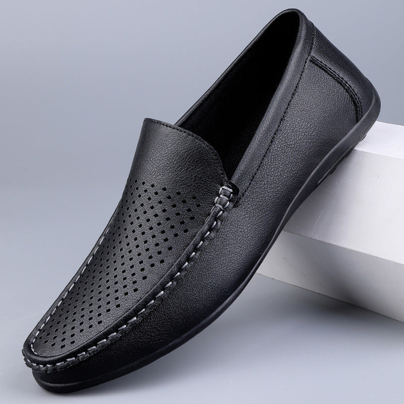 Herren Mokassins aus perforiertem Leder mit flexibler Sohle