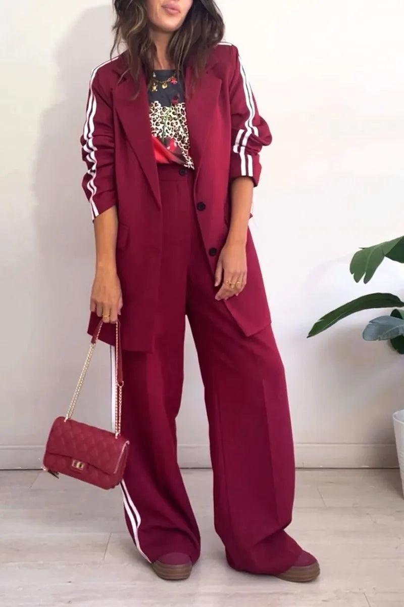Damen elegantes Blazer-Set mit sportlichen Akzenten und weitem Schnitt Shopnory