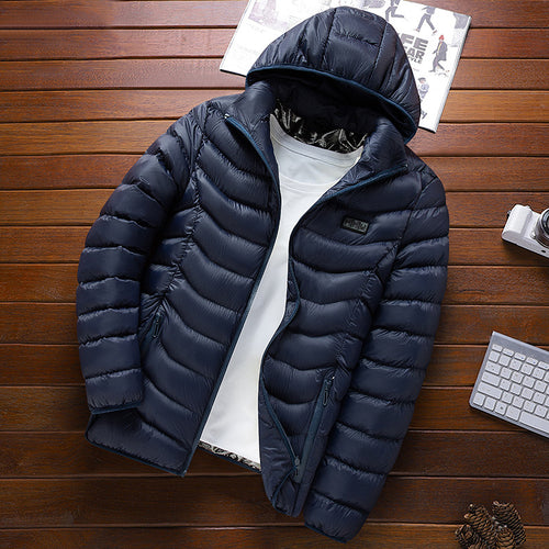 Herren Ultraleichte gesteppte Daunenjacke mit Kapuze, windabweisender Außenhaut und Packfunktion Shop Nory