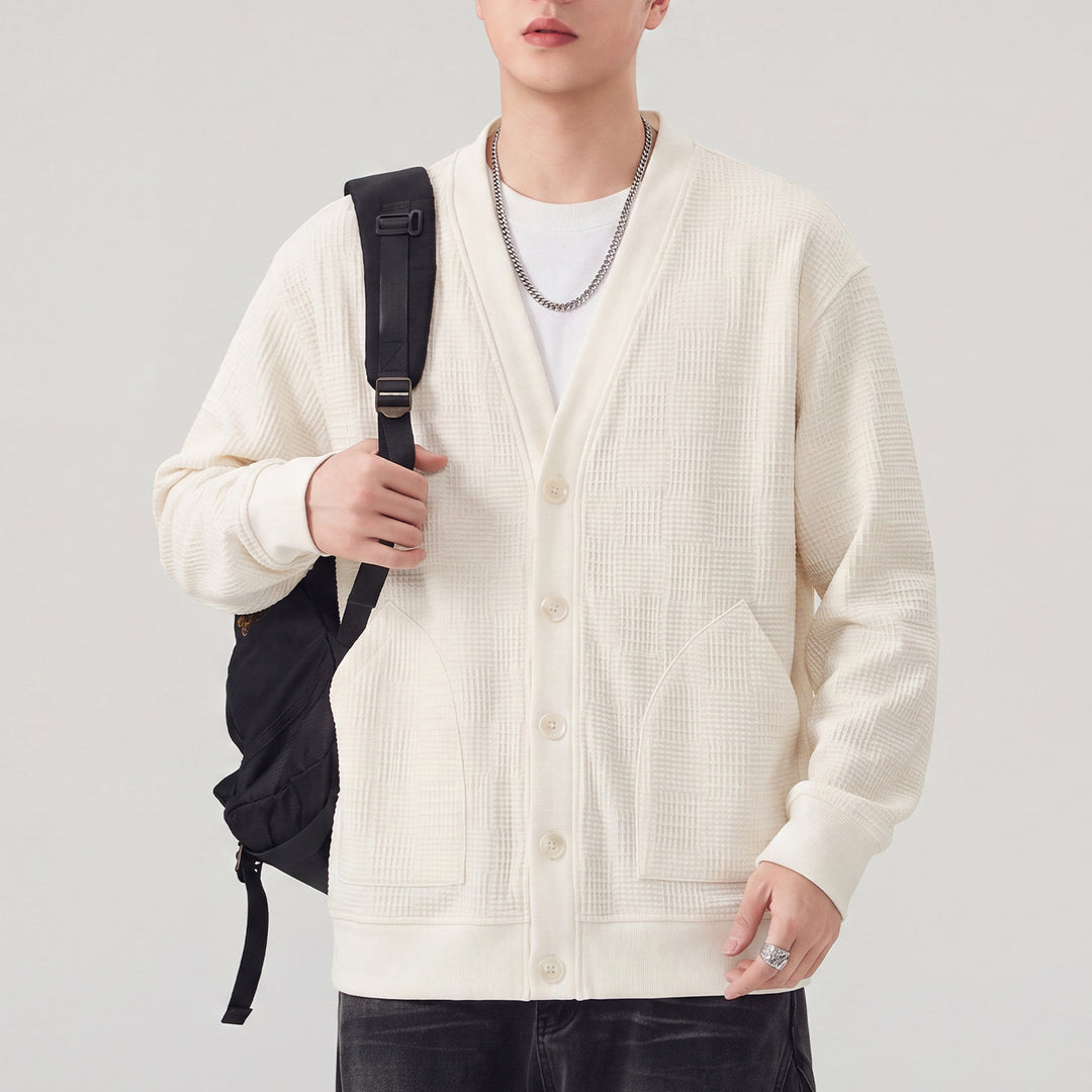 Herren Strukturstrick-Cardigan mit V-Ausschnitt und aufgesetzten Taschen Shop Nory